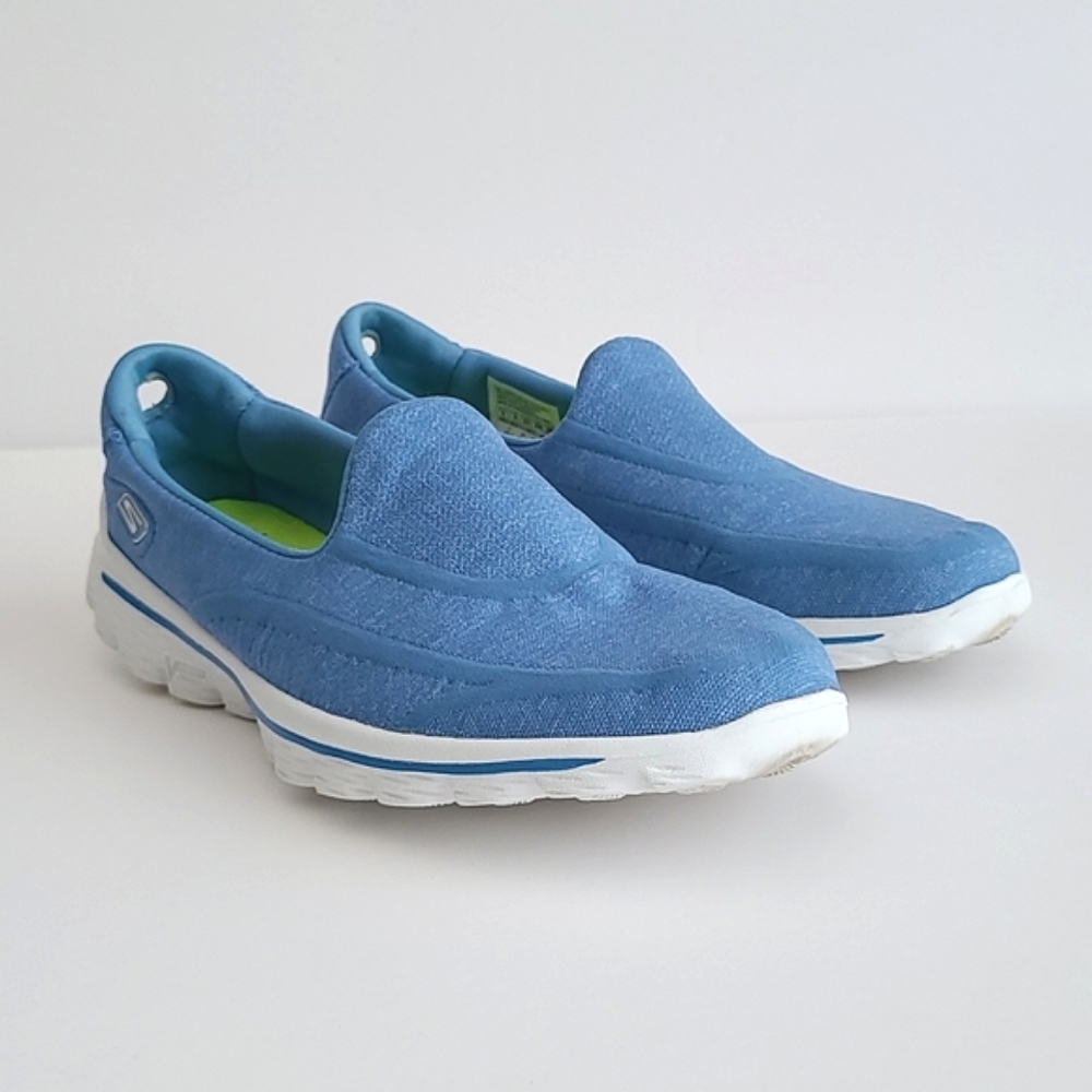 Skechers Women's Slip-On Walking Shoes in Blue and White